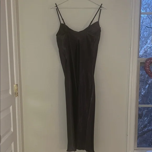 bebe Elegant Gray Satin Slip Dress - Picture 4 of 4